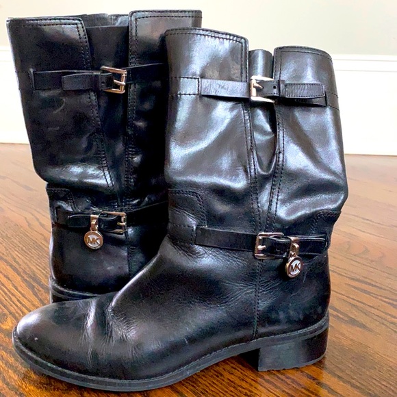 Michael Kors Blake Buckle Boot Blk w/Silver, Sz9.5 - Picture 1 of 11